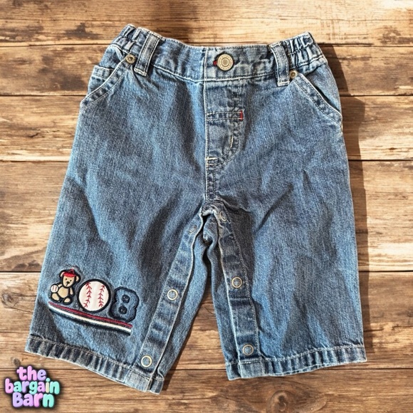 Carter’s Authentic Vintage Boys Embroidered Baseball Denim Cargo Jeans (6M) - Picture 1 of 5